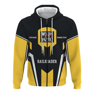 Railspirit Personalized Western Pacific Railroad Hoodie Custom Year Railroader Zip Up Hoodie Gift Idea For Train Lover