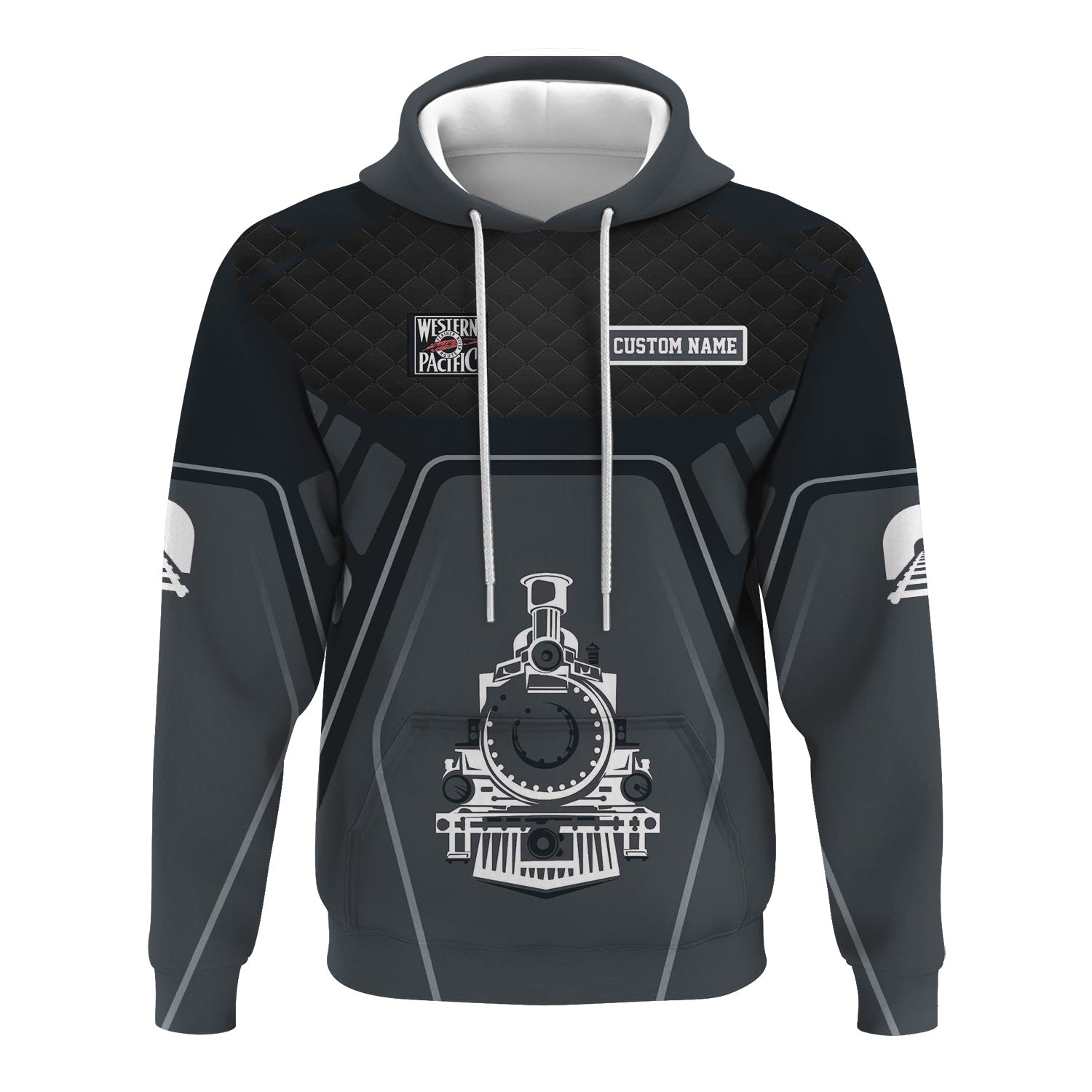 Railspirit Personalized Western Pacific Railroad Hoodie Steam Locomotive Engine Graphic Train Zip Up Hoodie All Over Print
