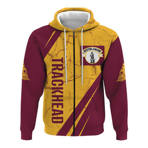 Railspirit Personalized Boston and Maine Railroad Hoodie Crackle Texture Style Train Zip Up Hoodie For Trackhead