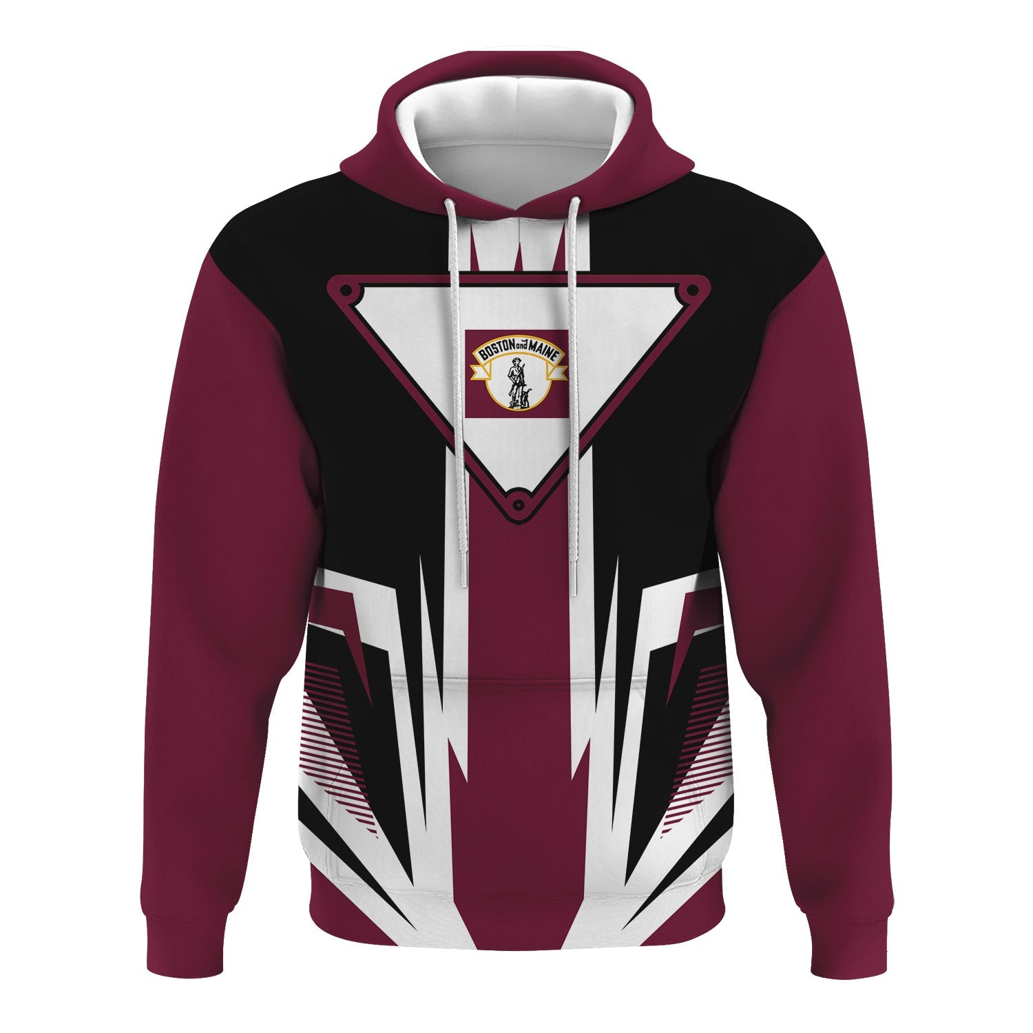 Railspirit Boston and Maine Railroad Hoodie Bold Graphic Style All Over Printed Zip Up Hoodie