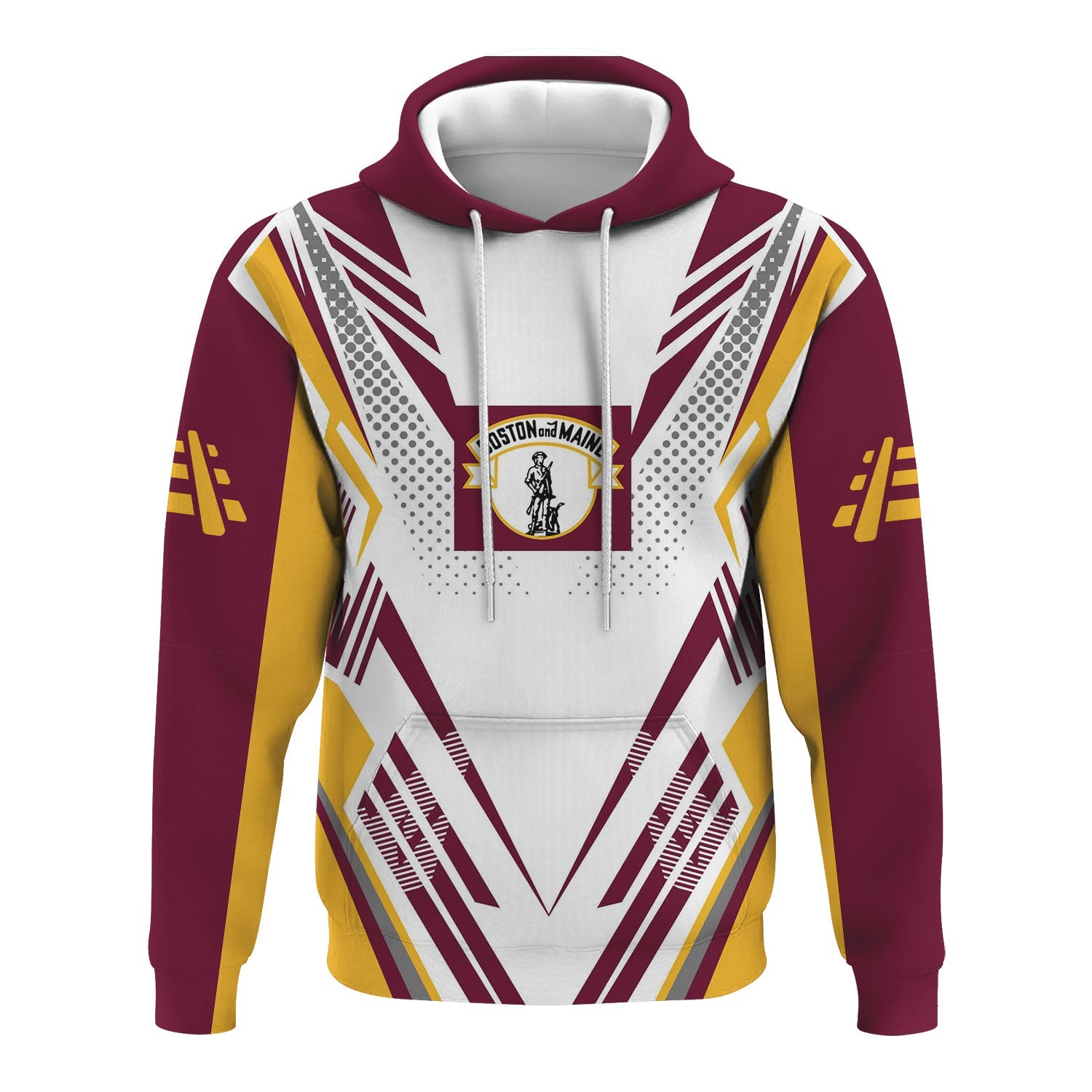 Railspirit Personalized Boston and Maine Railroad Hoodie Railroad Tribute Design Train Zip Up Hoodie for Train Lovers