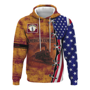 Railspirit Personalized Boston and Maine Railroad Hoodie Retro American Express Train With USA Flag Zip Up Hoodie