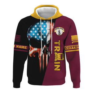 Railspirit Personalized Boston and Maine Railroad Hoodie Train Skull American Flag Zip Up Hoodie All Over Print