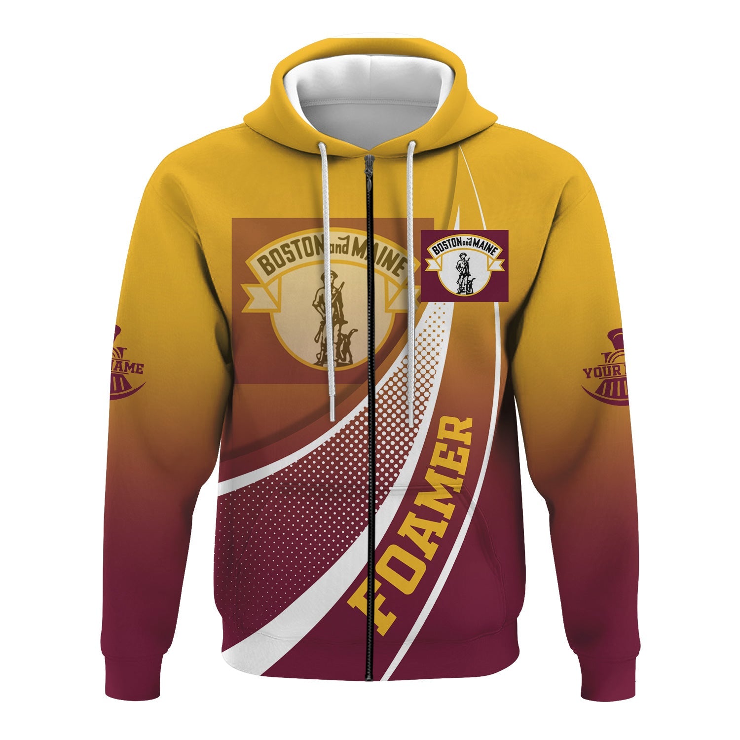 Railspirit Personalized Boston and Maine Railroad Hoodie Railway-Themed Style Zip Up Hoodie Gift Idea For Trainspotter