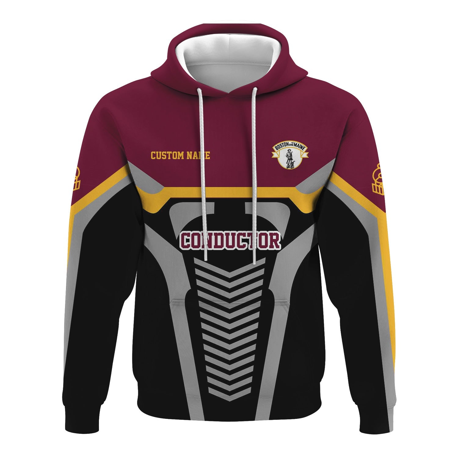 Railspirit Personalized Boston and Maine Railroad Hoodie Track-Inspired with Custom Job Position Train Zip Up Hoodie