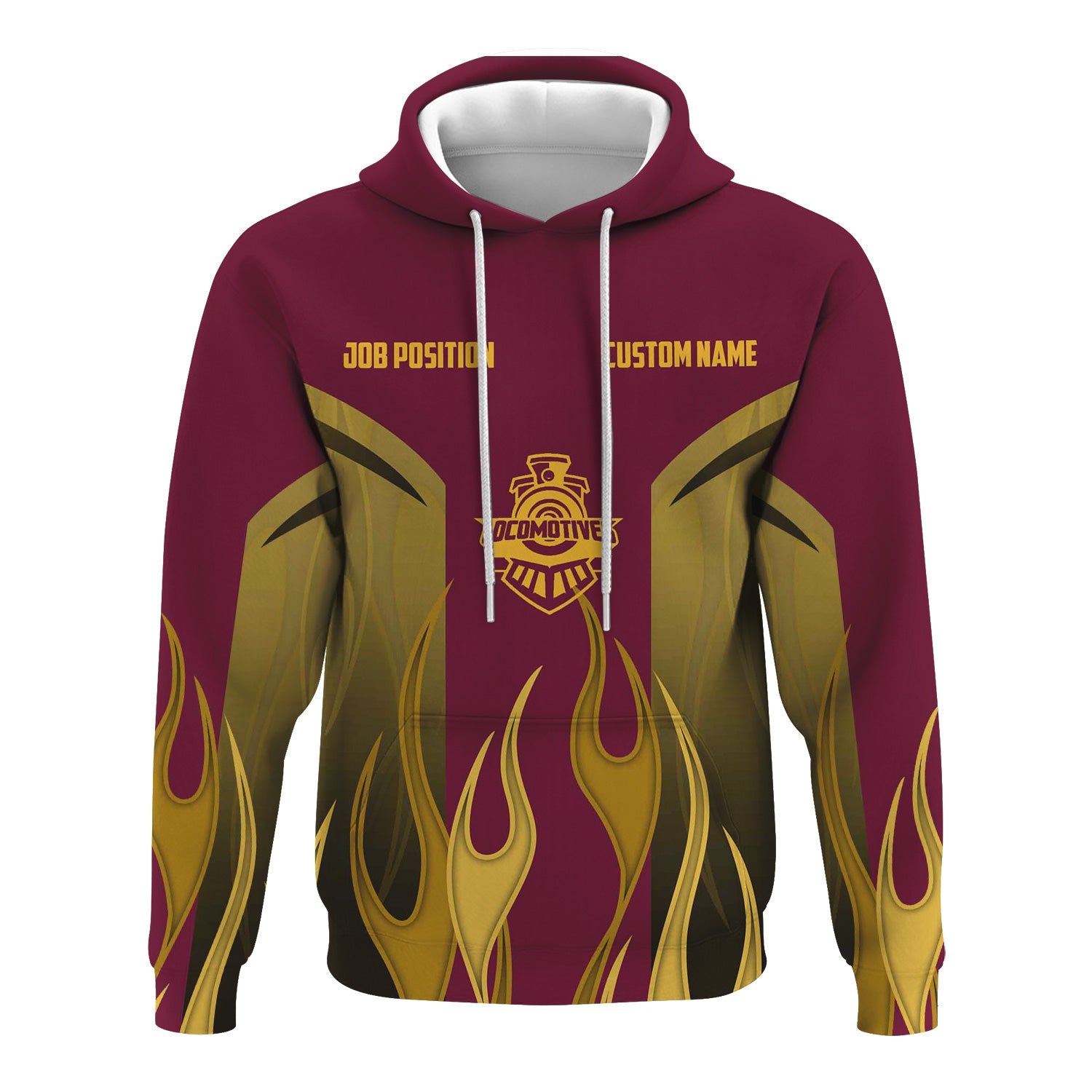 Railspirit Custom Name and Job Title Boston and Maine Railroad Hoodie Flame Graphic Train Zip Up Hoodie