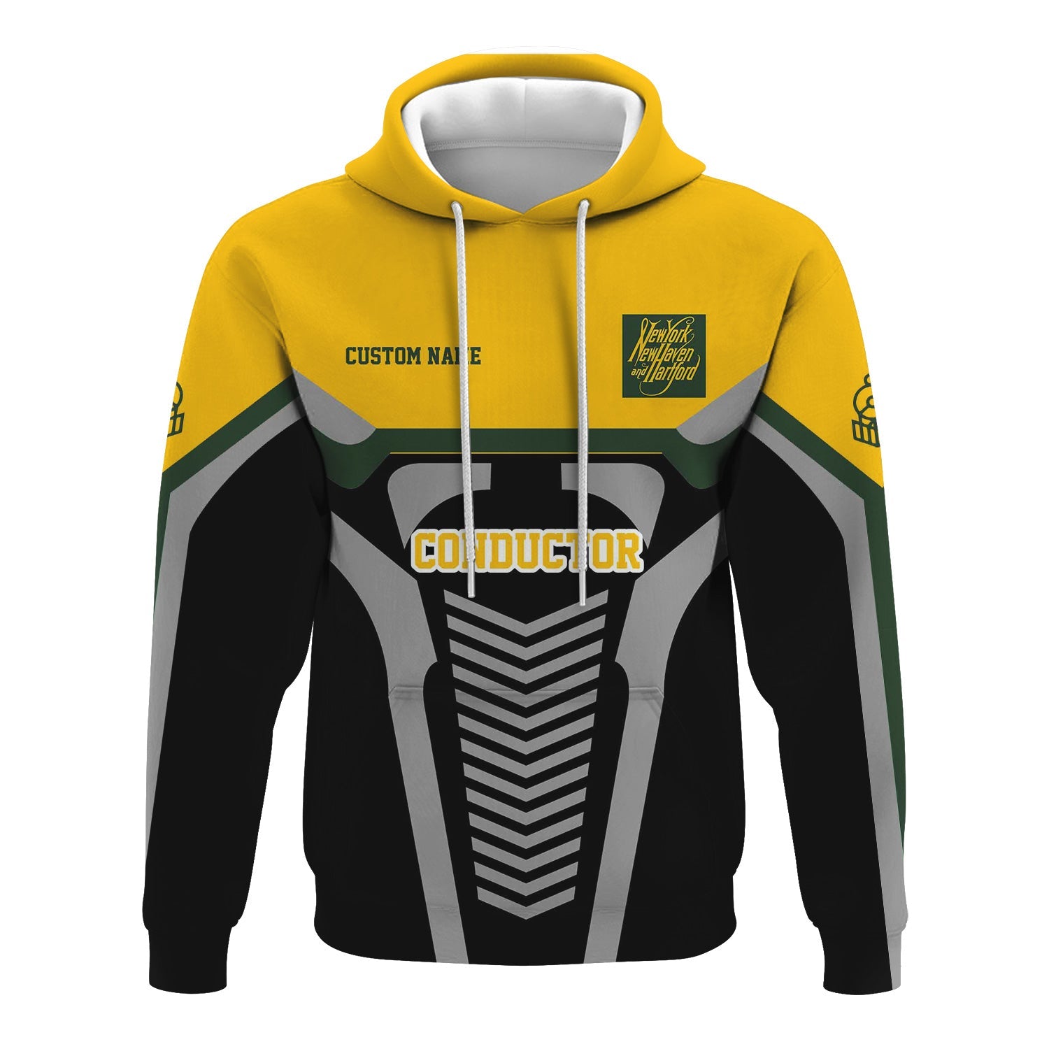 Railspirit Personalized New York, New Haven and Hartford Railroad Hoodie Track-Inspired with Custom Job New Haven Railroad Train Zip Up Hoodie