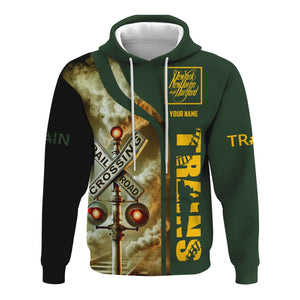 Railspirit Custom Name New York, New Haven and Hartford Railroad Hoodie Railroad Crossing Sign New Haven Railroad Printed Zip Hoodie