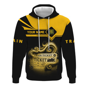 Railspirit Custom Name New York, New Haven and Hartford Railroad Hoodie American Train Ticket New Haven Railroad Printed Zip Hoodie