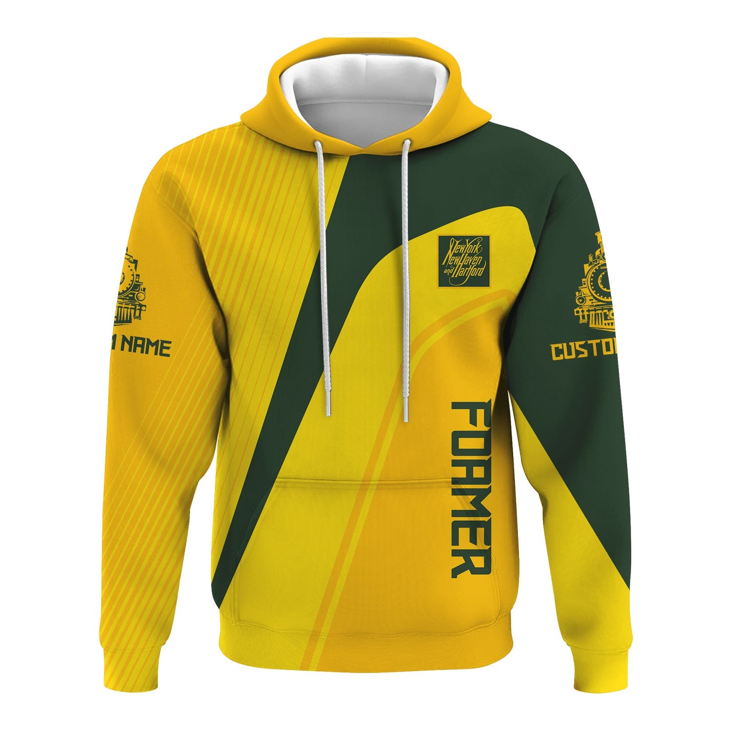 Railspirit Personalized New York, New Haven and Hartford Railroad Hoodie Vibrant Striking Style New Haven Railroad Zip Up Hoodie For Rail Enthusiasts