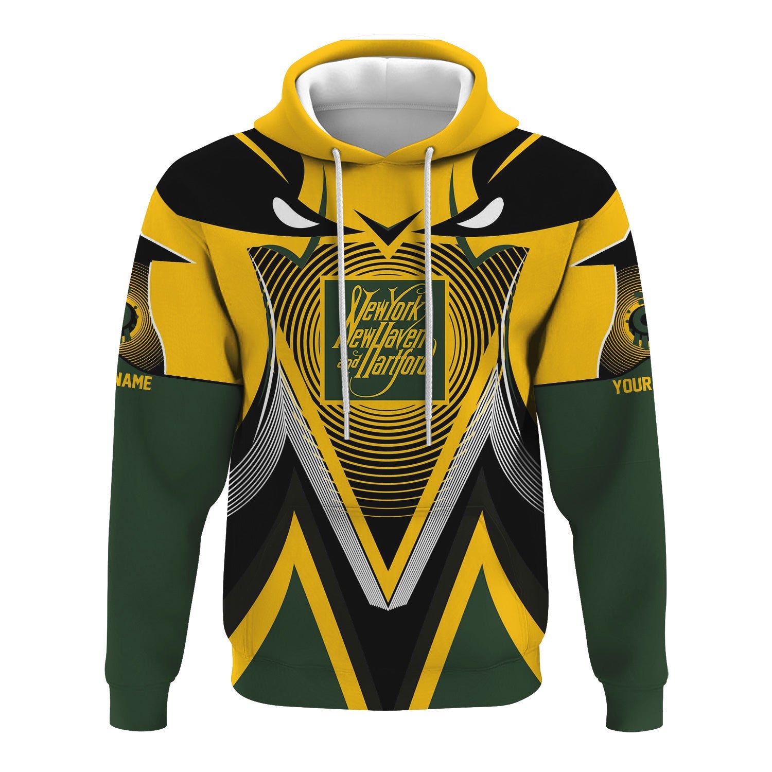 Railspirit Personalized New York, New Haven and Hartford Railroad Hoodie Vibrant Graphic Pattern New Haven Railroad Zip Up Hoodie