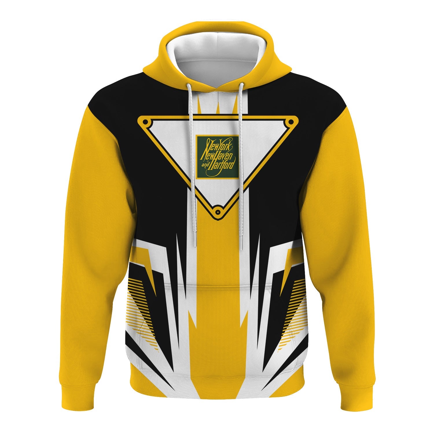 Railspirit New York, New Haven and Hartford Railroad Hoodie Bold Graphic Style New Haven Railroad All Over Printed Zip Up Hoodie