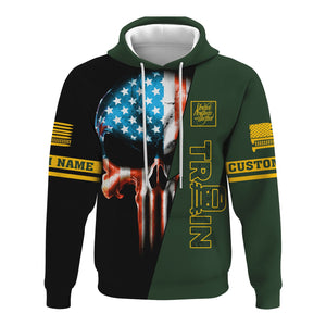 Railspirit Personalized New York, New Haven and Hartford Railroad Hoodie Train Skull American Flag New Haven Railroad Zip Up Hoodie
