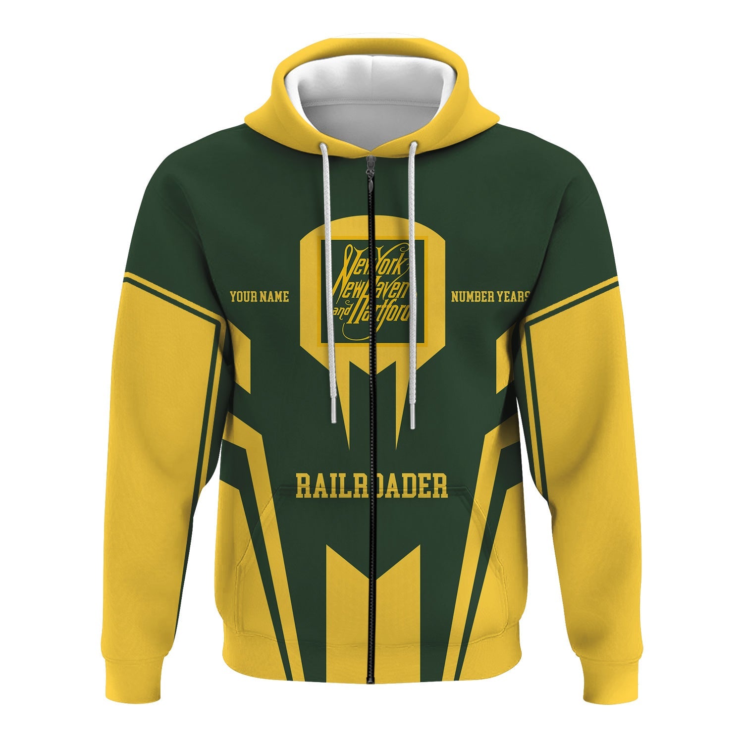 Railspirit Personalized New York, New Haven and Hartford Railroad Hoodie Custom Year Railroader New Haven Railroad Zip Up Hoodie