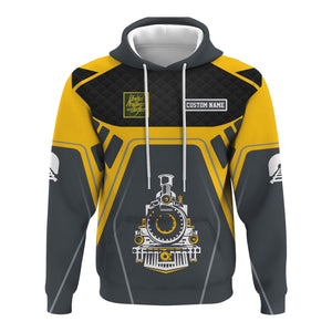 Railspirit Personalized New York, New Haven and Hartford Railroad Hoodie Steam Locomotive Engine Graphic New Haven Railroad Train Zip Up Hoodie