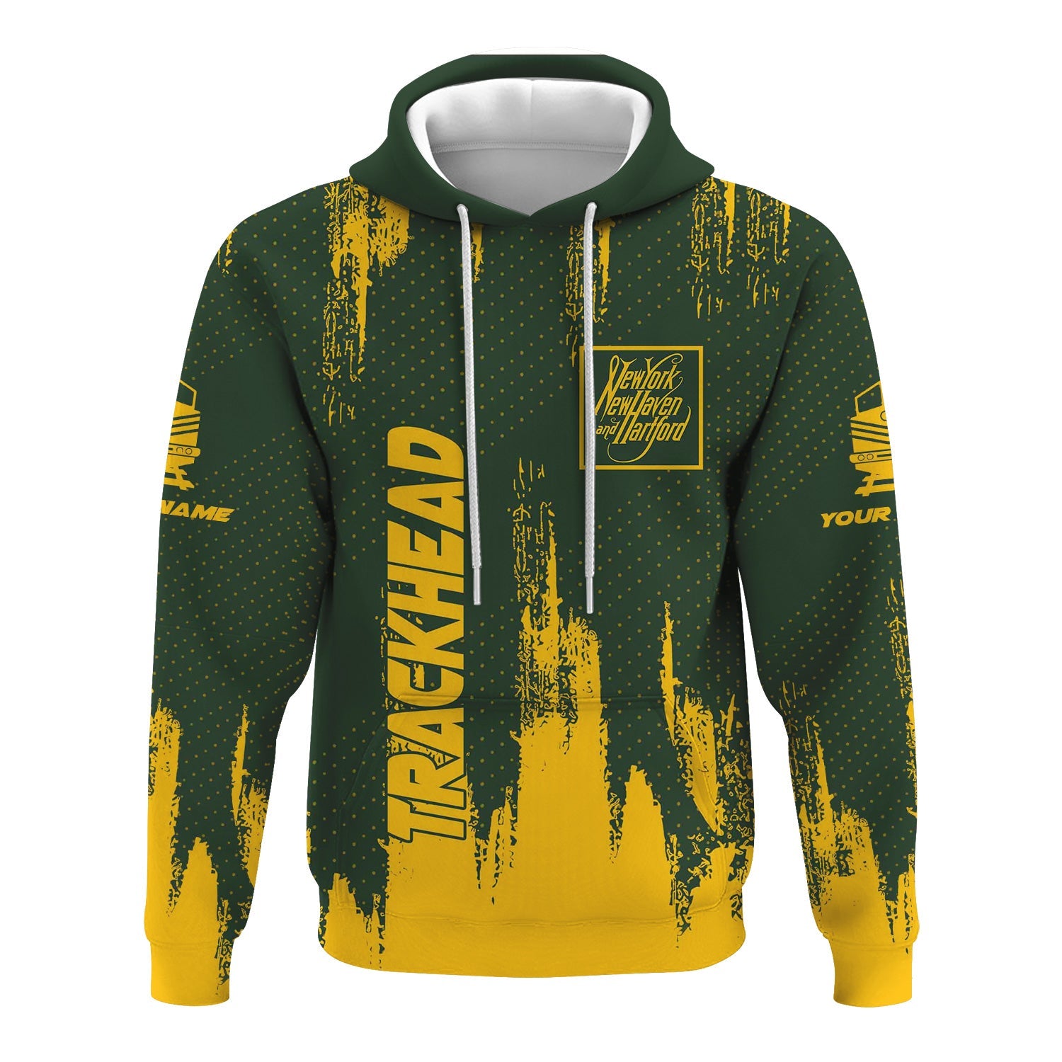 Railspirit Personalized New York, New Haven and Hartford Railroad Hoodie Paint Impact Design New Haven Railroad Train Zip Up Hoodie for Trackhead