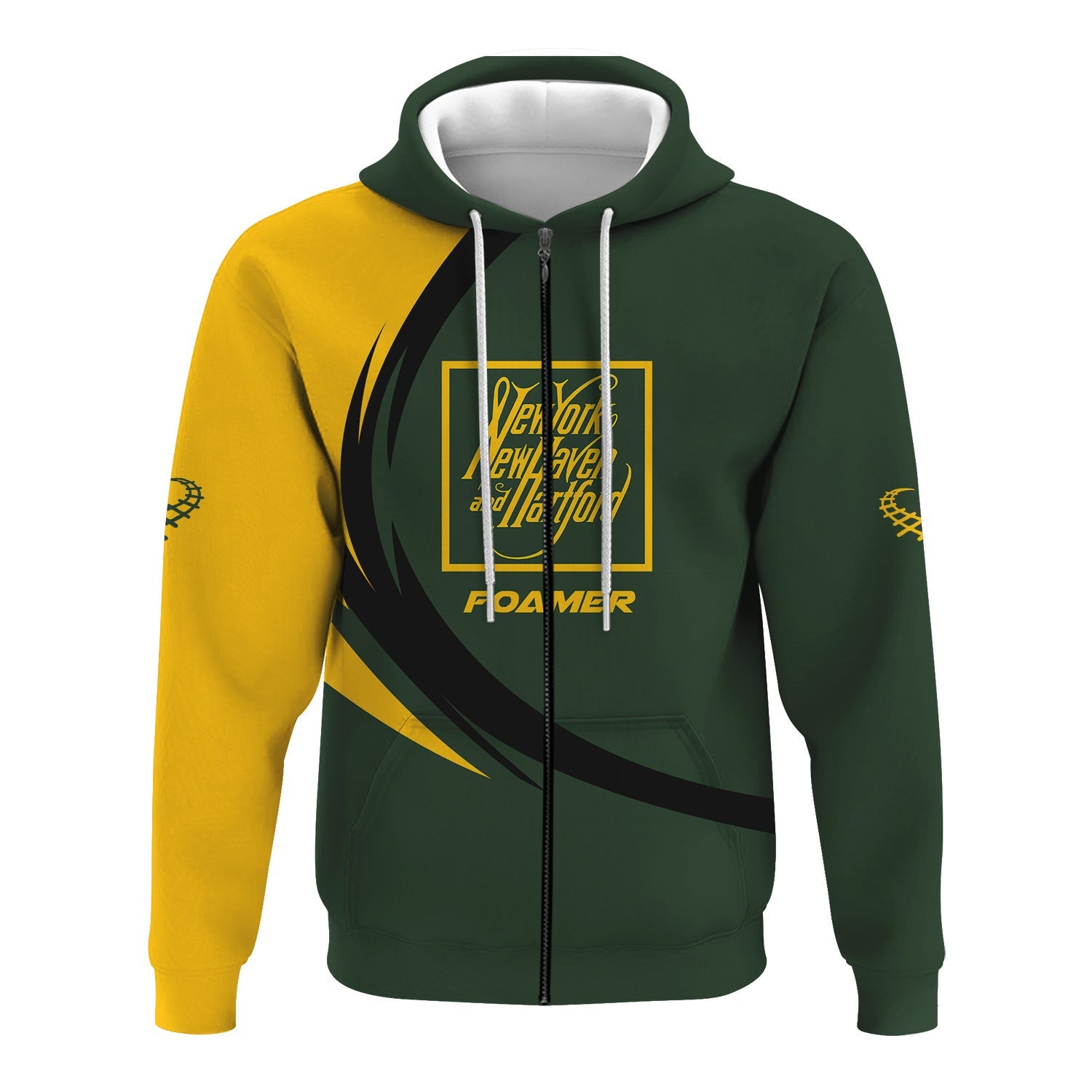 Railspirit Personalized New York, New Haven and Hartford Railroad Hoodie Unique Graphic Style New Haven Railroad Zip Up Hoodie For Train Enthusiasts