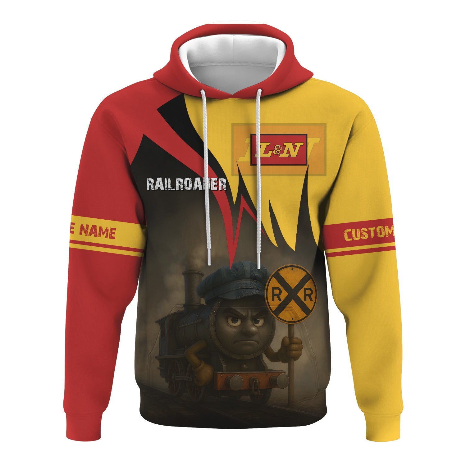 Railspirit Personalized Louisville and Nashville Railroad Hoodie Angry Train L&N Hoodie Gift Idea For Train Lover
