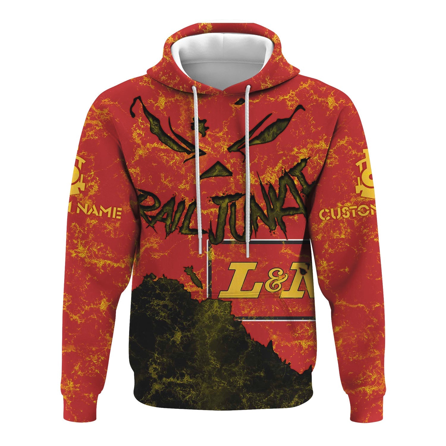 Railspirit Personalized Louisville and Nashville Railroad Hoodie Torn Graphic Style L&N Train Zip Up Hoodie For Rail Junkie