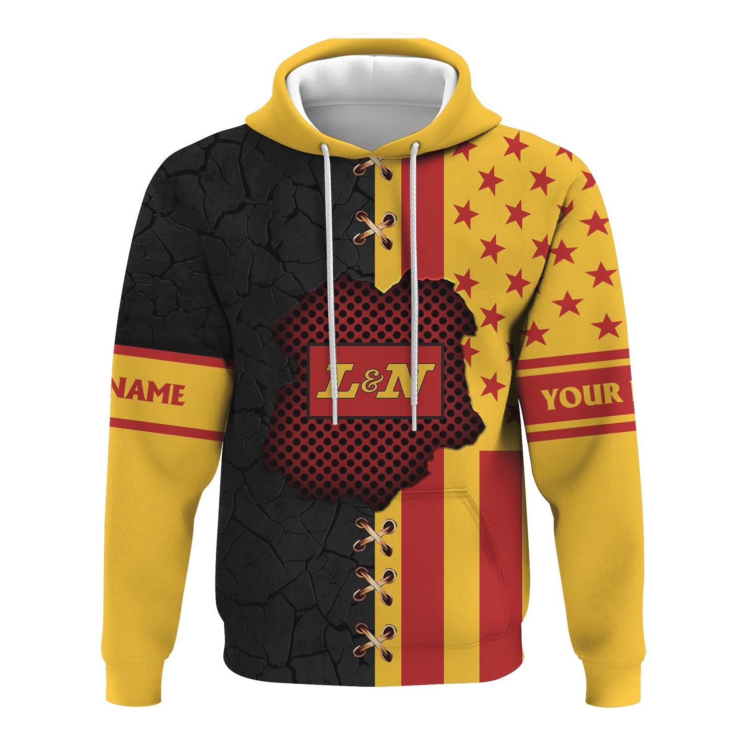 Railspirit Personalized Louisville and Nashville Railroad Hoodie American Flag with Crack Effect L&N Train Zip Up Hoodie