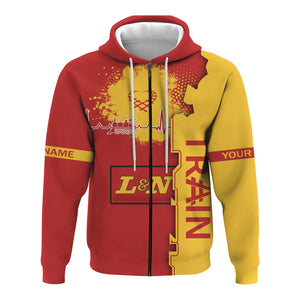 Railspirit Personalized Louisville and Nashville Railroad Hoodie Engine Heartbeat and Track Love Style L&N Zip Up Hoodie Gift Idea For Train Lovers