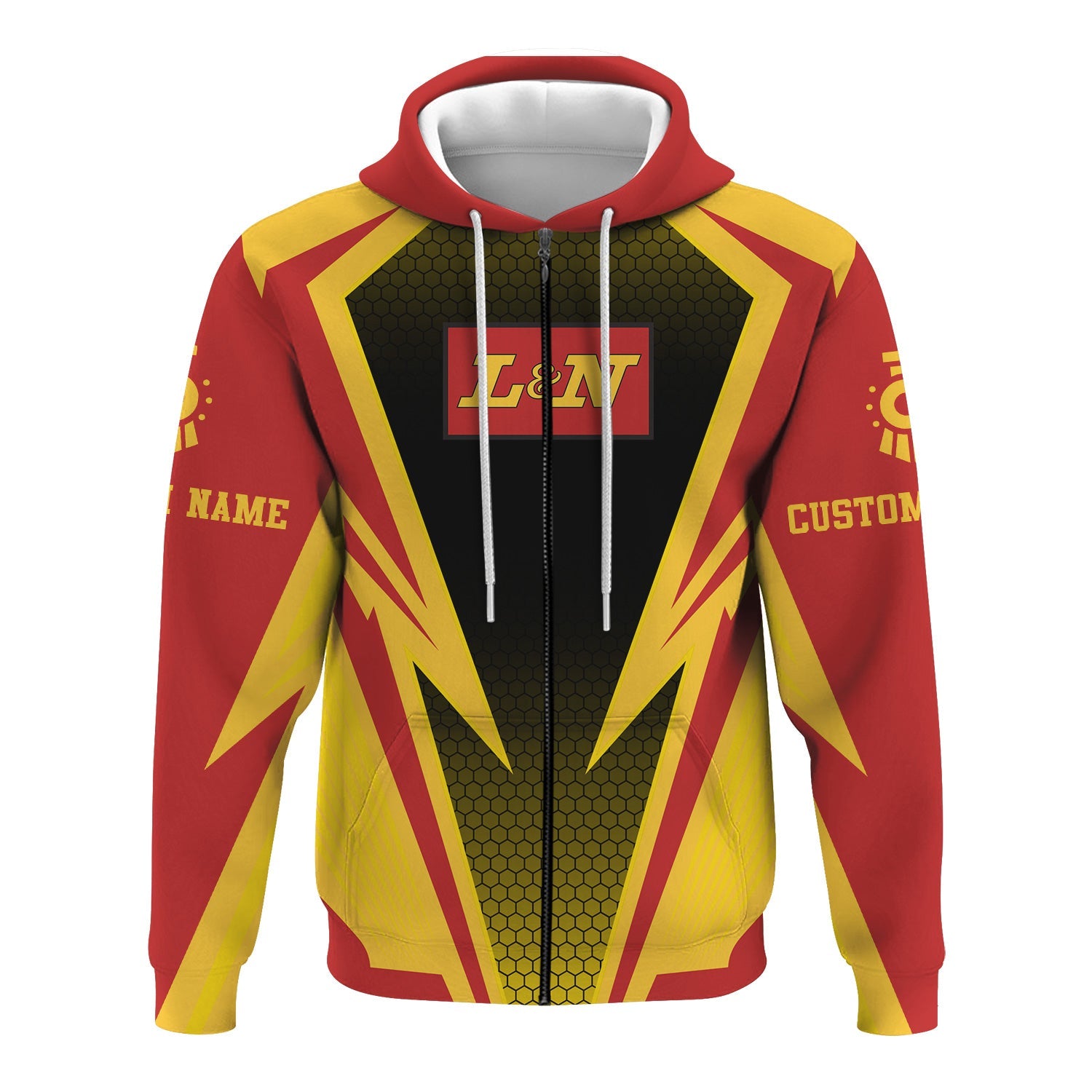 Railspirit Personalized Louisville and Nashville Railroad Hoodie Lightning Graphic Style L&N Zip Up Hoodie Gift Idea For Train Lover