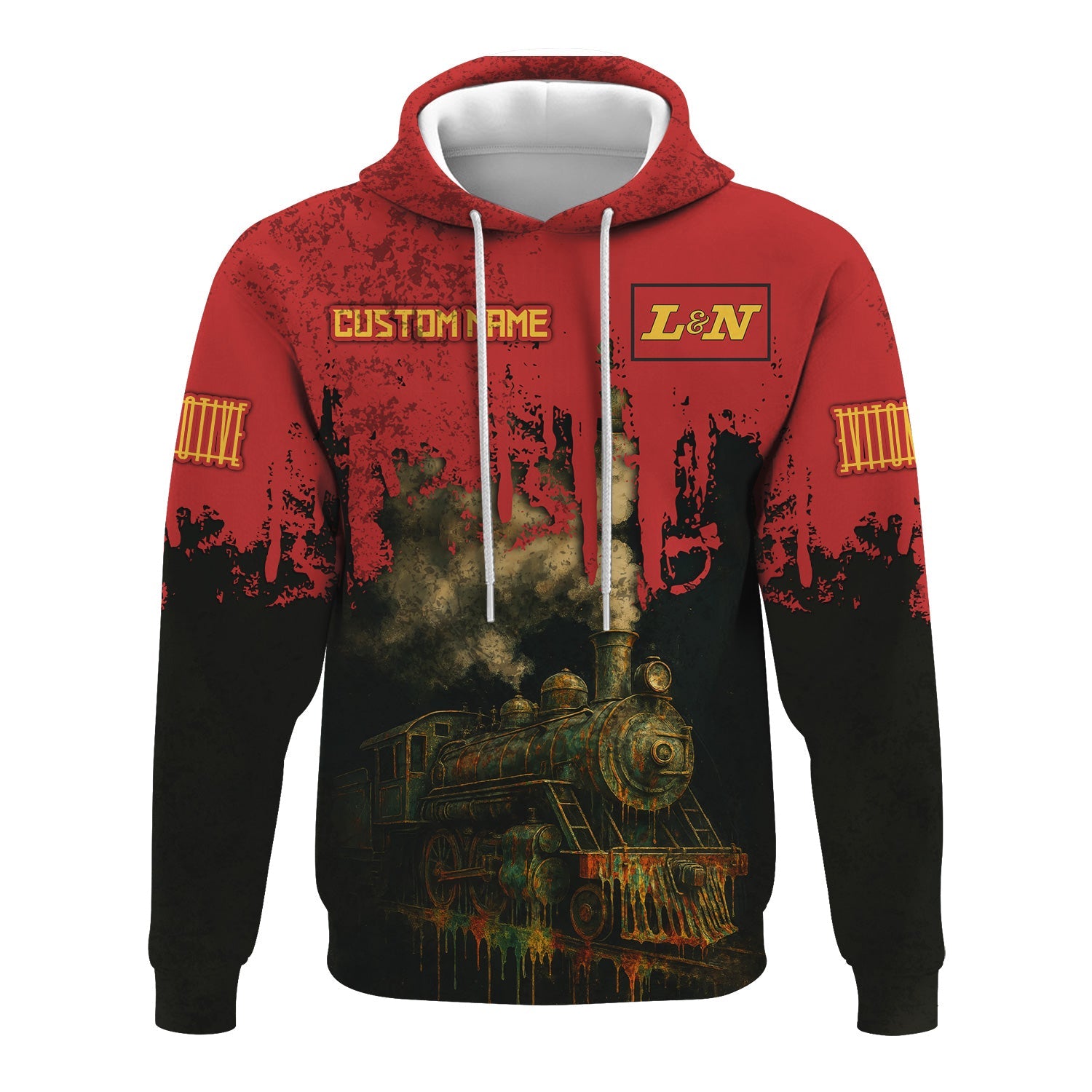 Railspirit Personalized Louisville and Nashville Railroad Hoodie Vintage Train Art Style L&N Zip Up Hoodie For Locomotive Fans