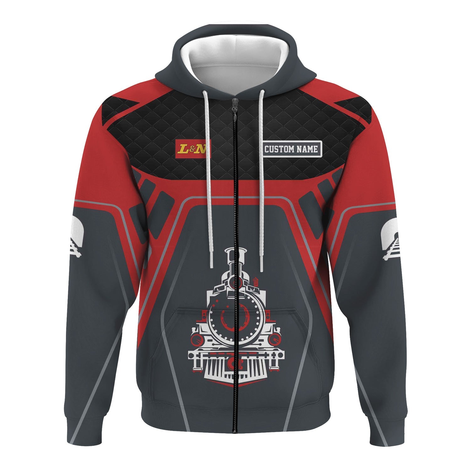 Railspirit Personalized Louisville and Nashville Railroad Hoodie Steam Locomotive Engine Graphic L&N Train Zip Up Hoodie All Over Print