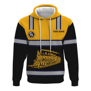 Railspirit Custom Name Chesapeake and Ohio Railway Hoodie Eat Train Sleep Repeat C&O Printed Train Zip Hoodie