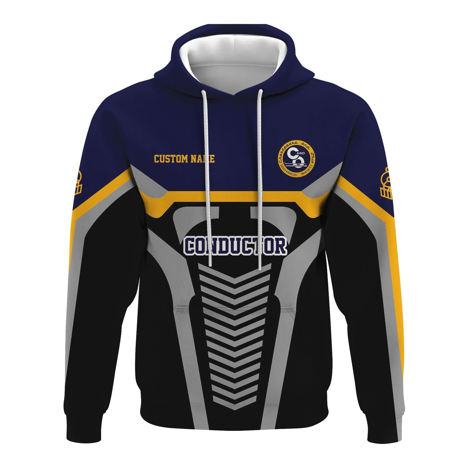 Railspirit Personalized Chesapeake and Ohio Railway Hoodie Track-Inspired with Custom Job Position C&O Train Zip Up Hoodie