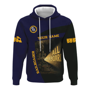 Railspirit Personalized Chesapeake and Ohio Railway Hoodie All Aboard Steam Train Movie Projector Style C&O Zip Up Hoodie