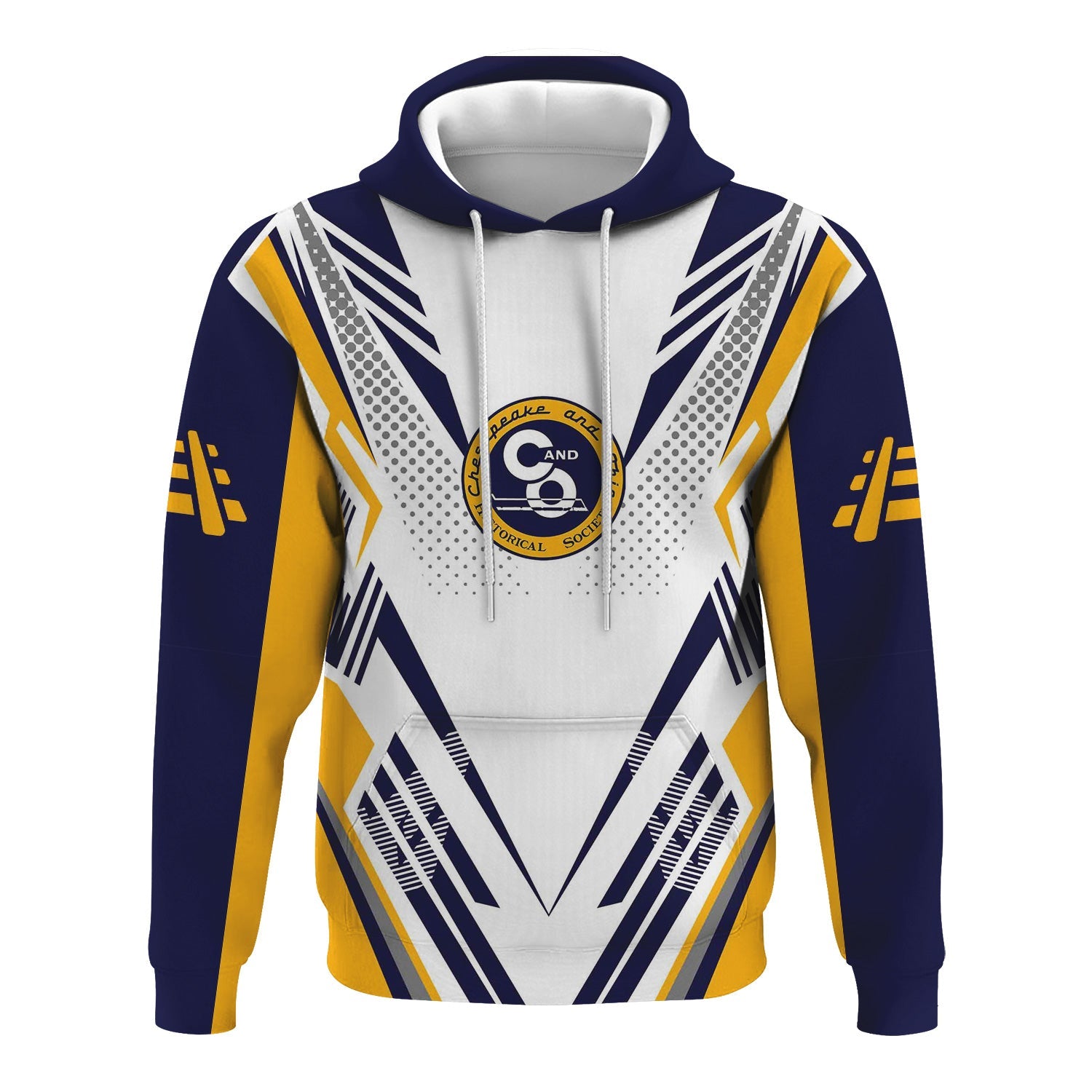 Railspirit Personalized Chesapeake and Ohio Railway Hoodie Railroad Tribute Design C&O Train Zip Up Hoodie for Train Lovers