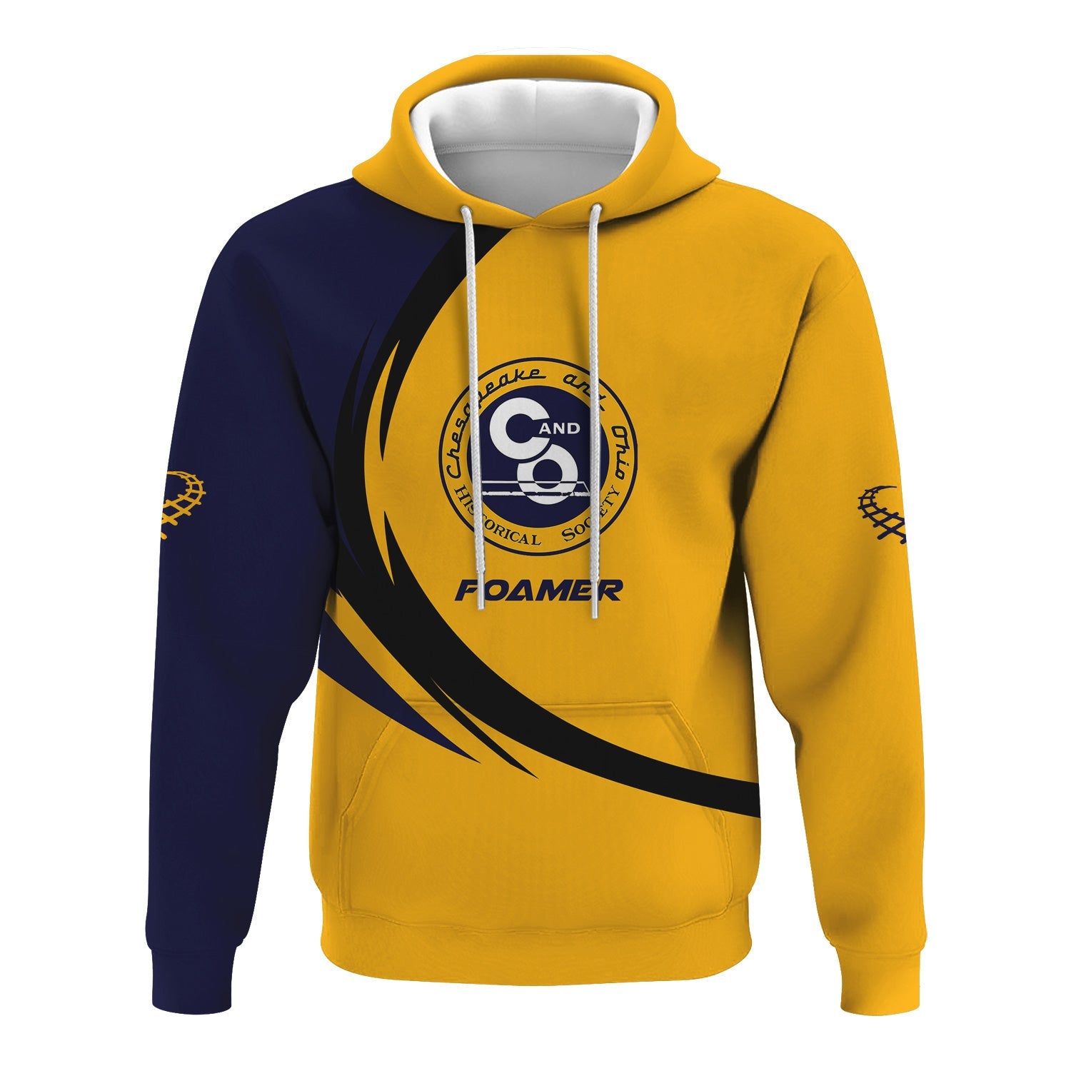 Railspirit Personalized Chesapeake and Ohio Railway Hoodie Unique Graphic Style C&O Zip Up Hoodie For Train Enthusiasts