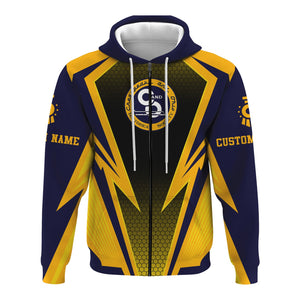 Railspirit Personalized Chesapeake and Ohio Railway Hoodie Lightning Graphic Style C&O Zip Up Hoodie Gift Idea For Train Lover