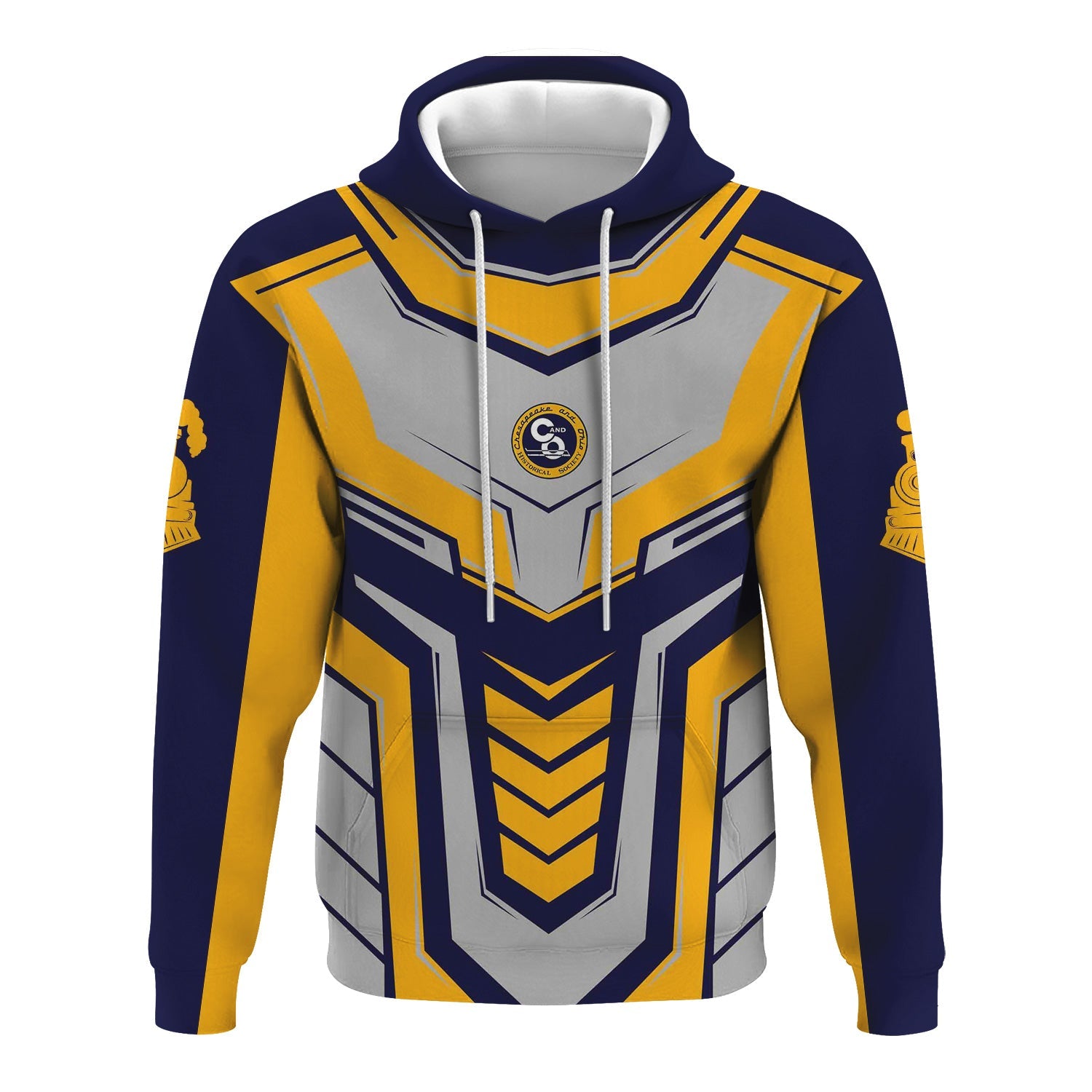 Railspirit Personalized Chesapeake and Ohio Railway Hoodie Armor-Inspired Design C&O Train Zip Up Hoodie All Over Print