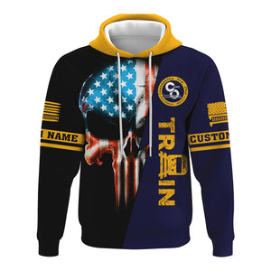 Railspirit Personalized Chesapeake and Ohio Railway Hoodie Train Skull American Flag C&O Zip Up Hoodie All Over Print