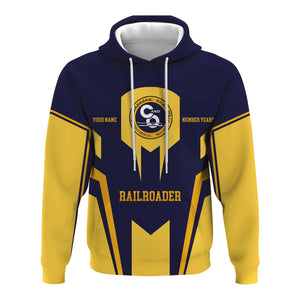 Railspirit Personalized Chesapeake and Ohio Railway Hoodie Custom Year Railroader C&O Zip Up Hoodie Gift Idea For Train Lover