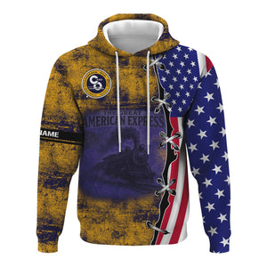 Railspirit Personalized Chesapeake and Ohio Railway Hoodie Retro American Express Train With USA Flag C&O Zip Up Hoodie