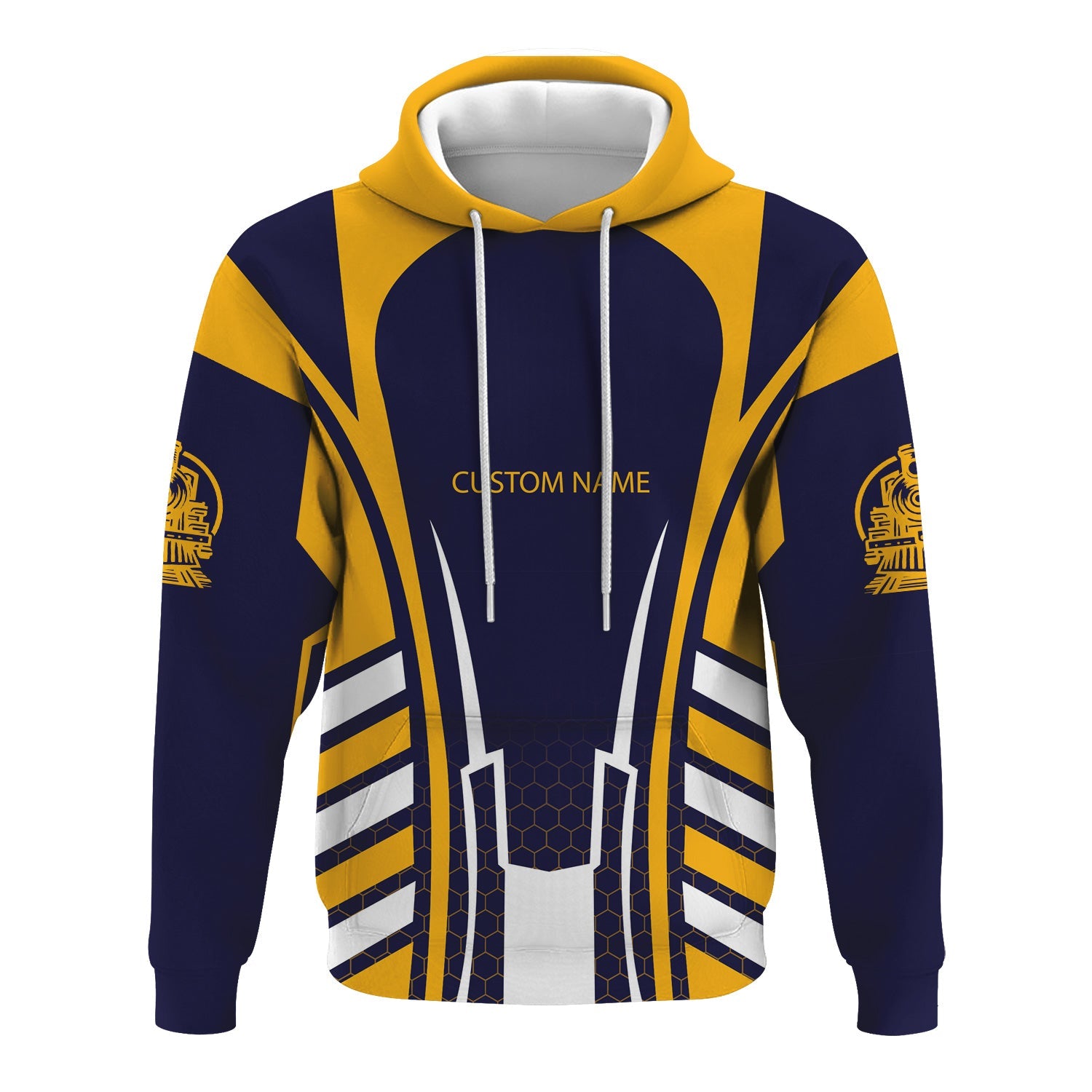 Railspirit Personalized Chesapeake and Ohio Railway Hoodie Striped Railroad Style C&O Train Zip Up Hoodie All Over Print