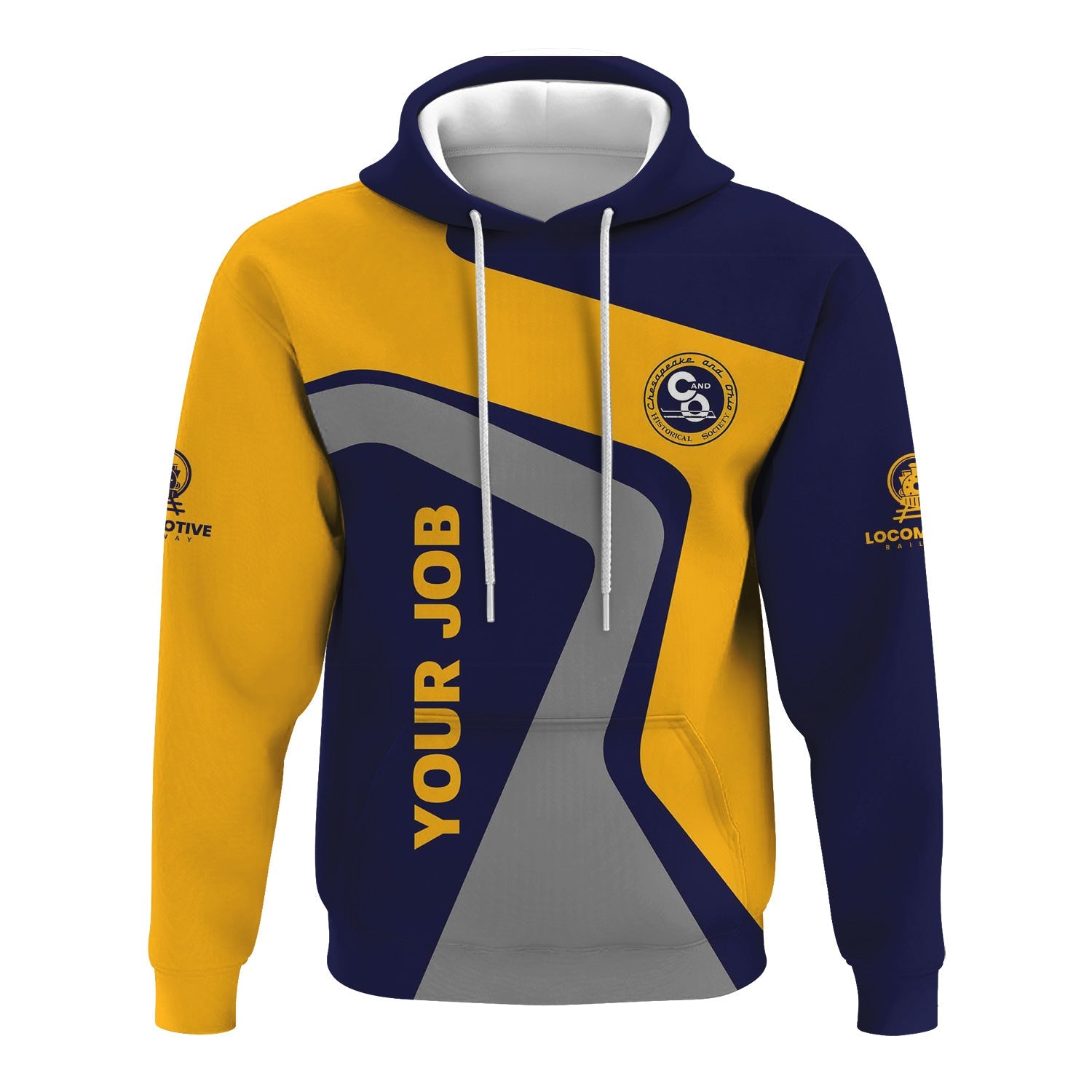 Railspirit Personalized Chesapeake and Ohio Railway Hoodie Unique Design with Custom Job Position C&O Train Zip Up Hoodie