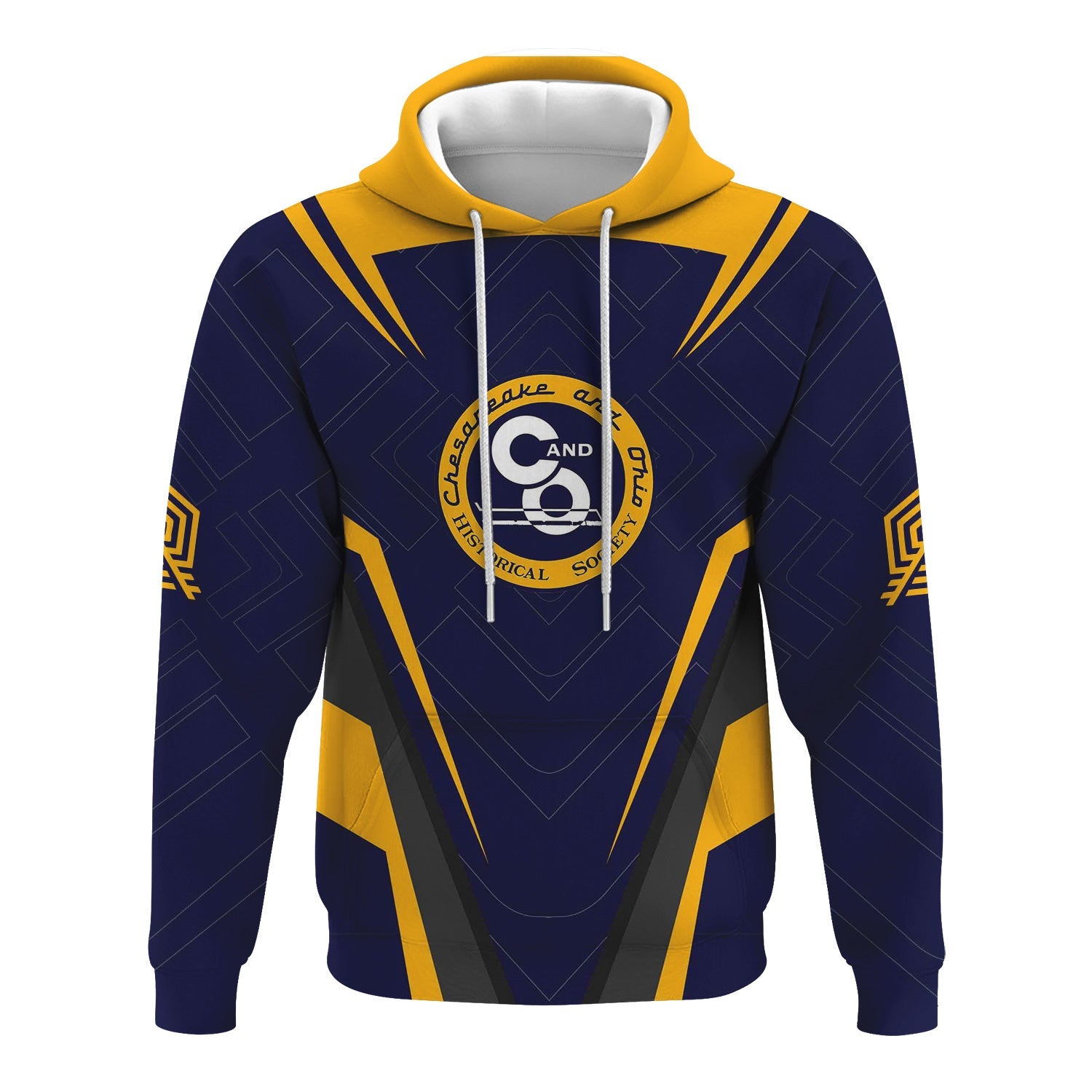 Railspirit Personalized Chesapeake and Ohio Railway Hoodie Railway Inspired Apparel C&O Train Zip Up Hoodie For Train Lovers