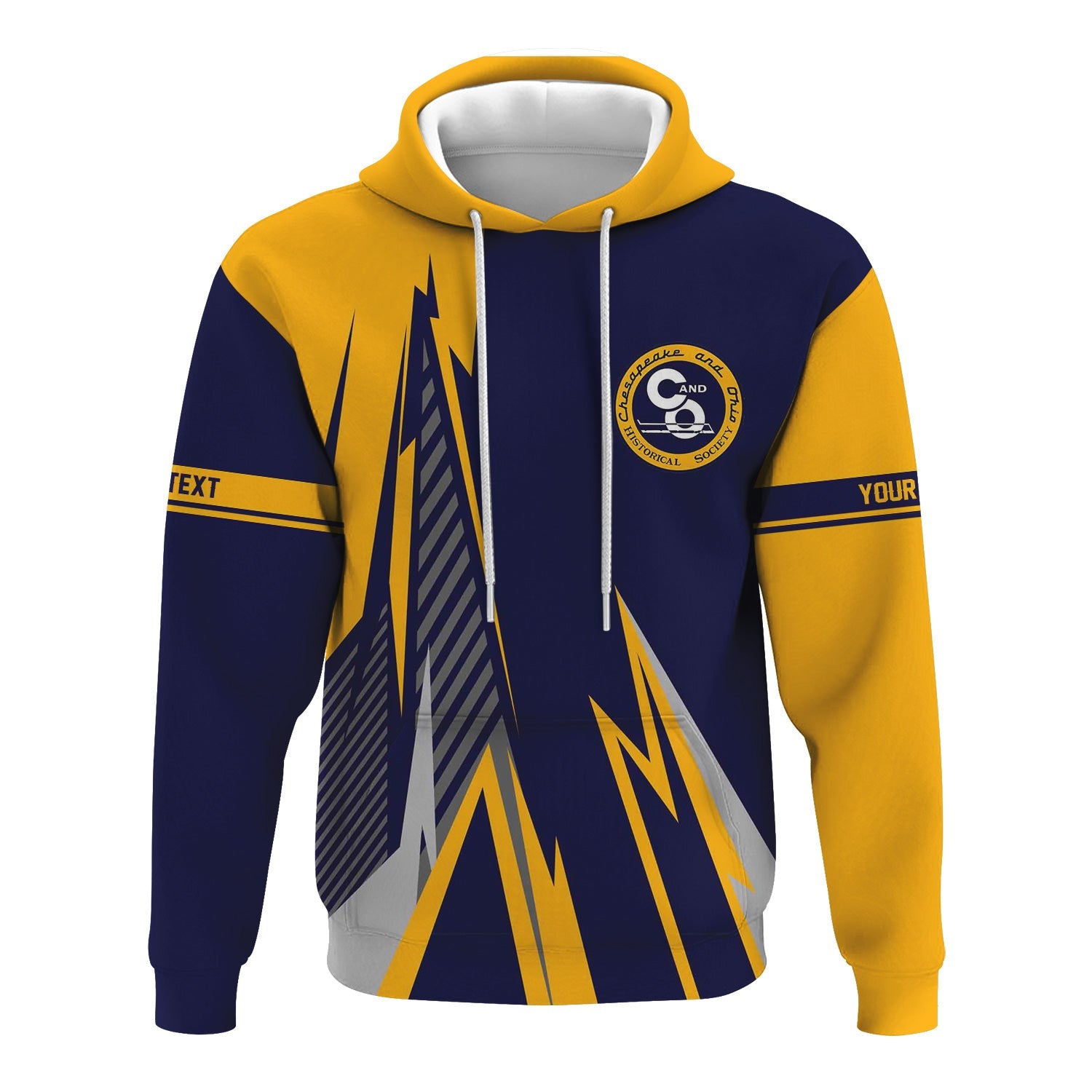 Railspirit Personalized Chesapeake and Ohio Railway Hoodie Lightning-Inspired Railway Style C&O Zip Up Hoodie For Train Lovers