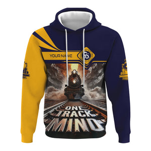 Railspirit Personalized Chesapeake and Ohio Railway Hoodie One Track Mind C&O Train Printed ZIp Up Hoodie