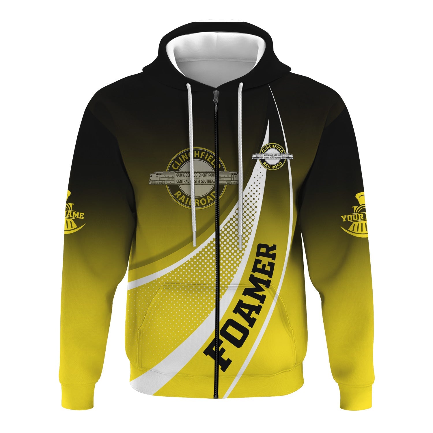 Railspirit Personalized Clinchfield Railroad Hoodie Railway-Themed Style Zip Up Hoodie Gift Idea For Trainspotter