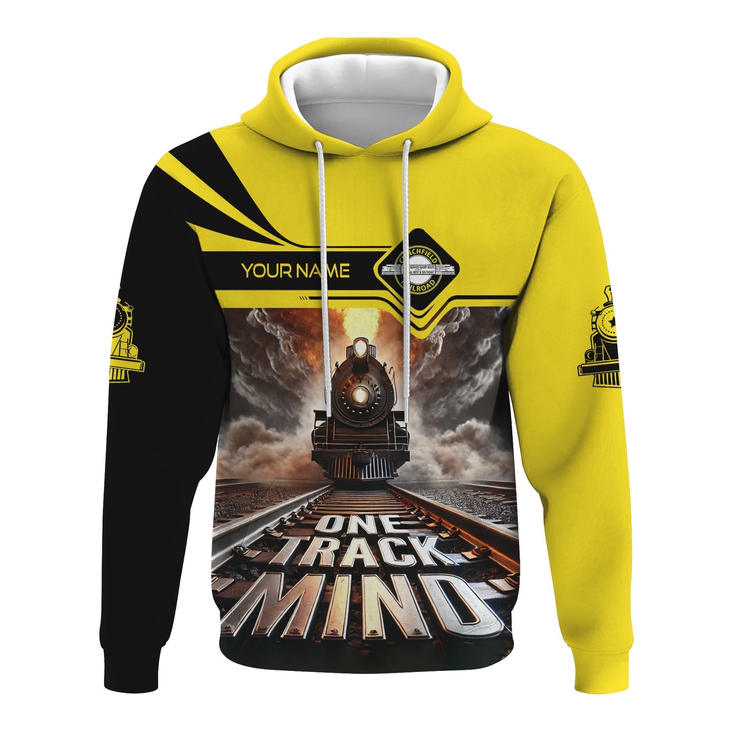 Railspirit Personalized Clinchfield Railroad Hoodie One Track Mind Train Printed ZIp Up Hoodie