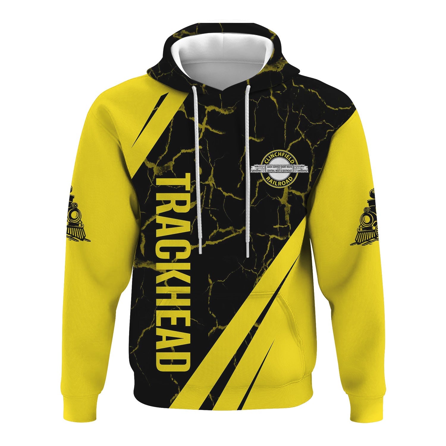 Railspirit Personalized Clinchfield Railroad Hoodie Crackle Texture Style Train Zip Up Hoodie For Trackhead