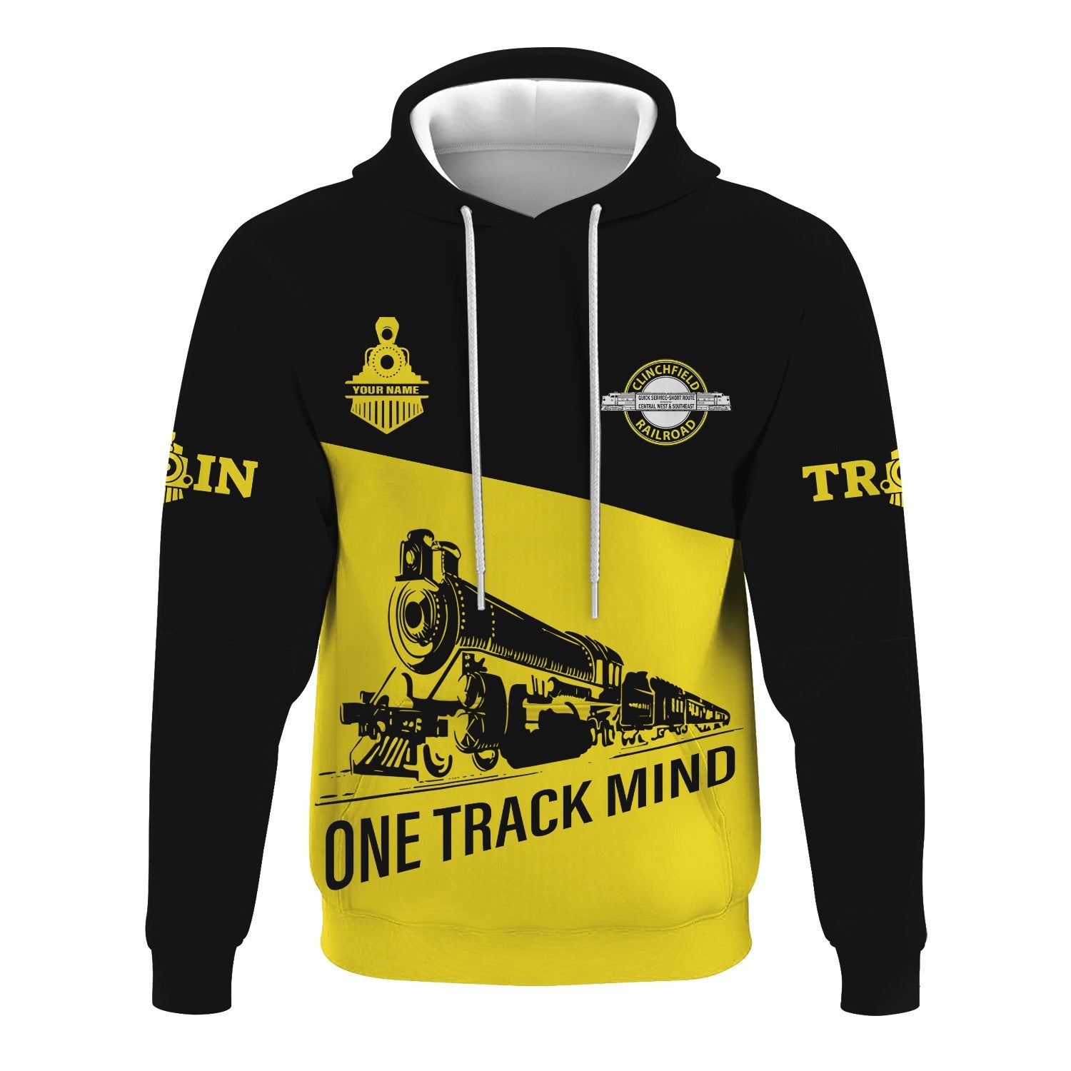 Railspirit Custom Name Clinchfield Railroad Hoodie One Track Mind Printed Zip Hoodie
