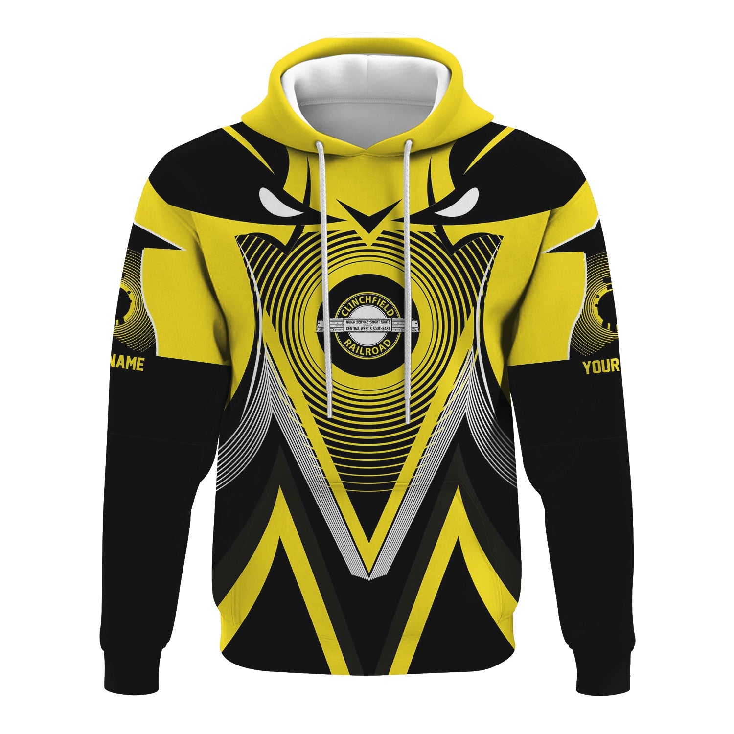 Railspirit Personalized Clinchfield Railroad Hoodie Vibrant Graphic Pattern Zip Up Hoodie For Train Enthusiasts