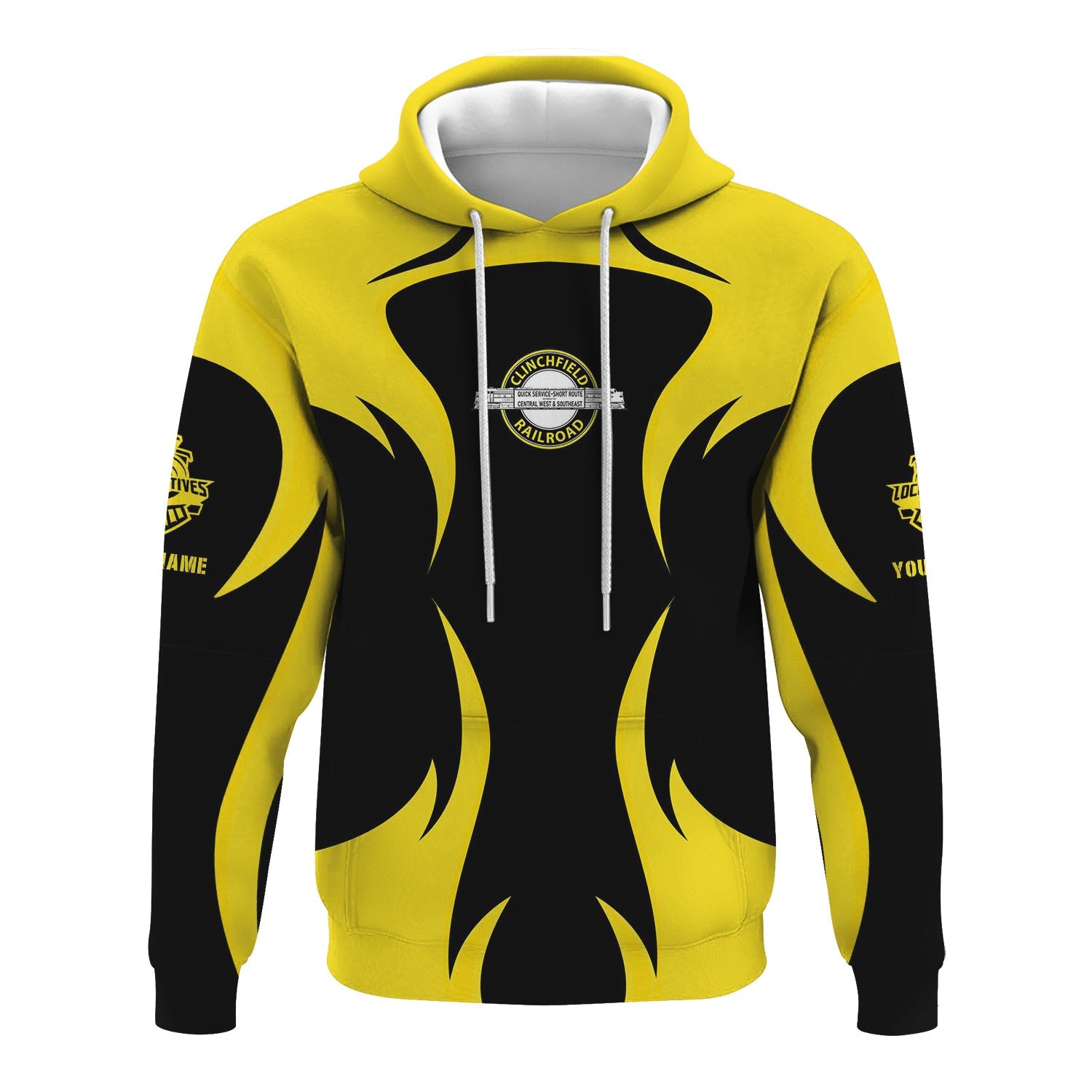 Railspirit Personalized Clinchfield Railroad Hoodie Distinctive Flame Style Zip Up Hoodie For Steam Engine Addict