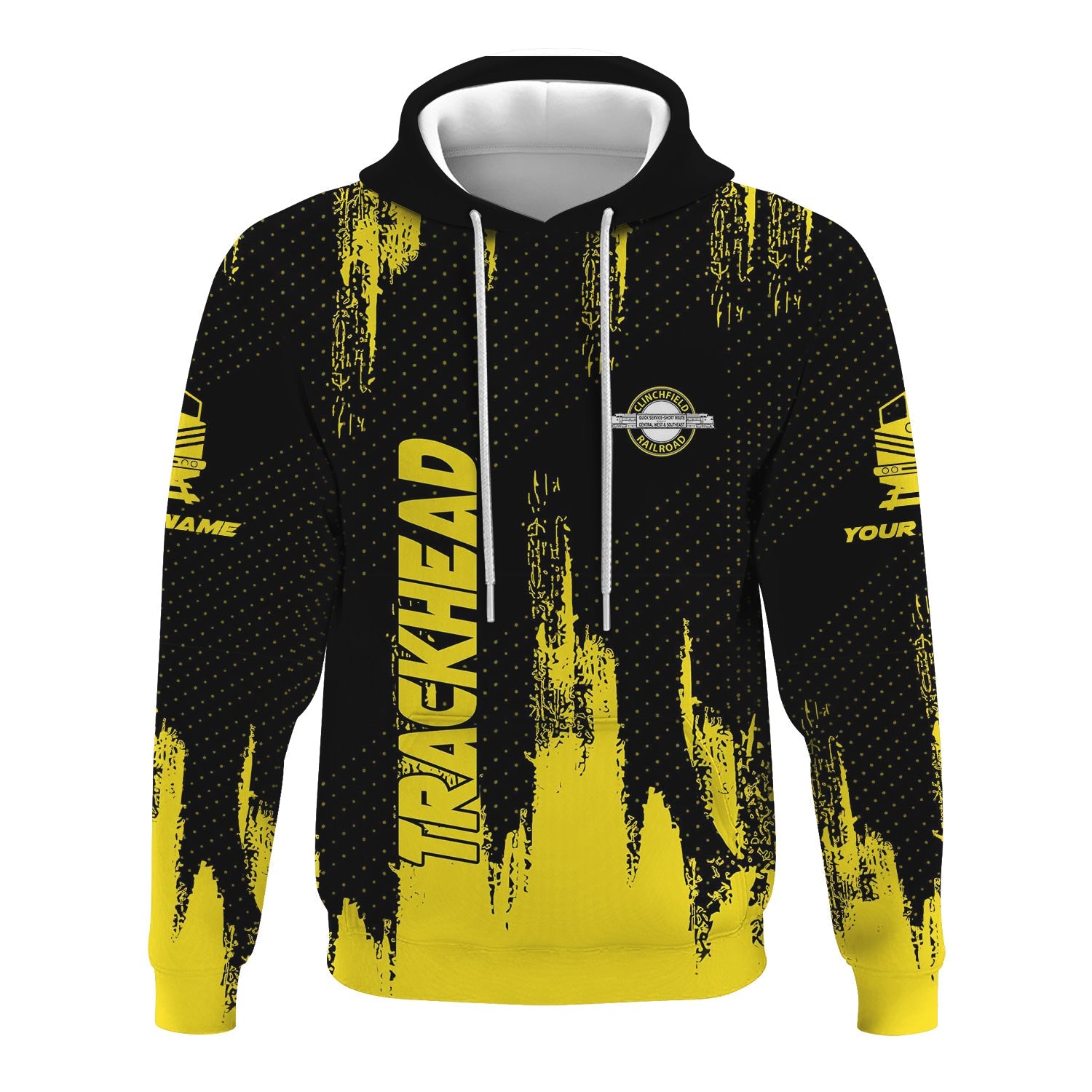 Railspirit Personalized Clinchfield Railroad Hoodie Paint Impact Design Train Zip Up Hoodie for Trackhead